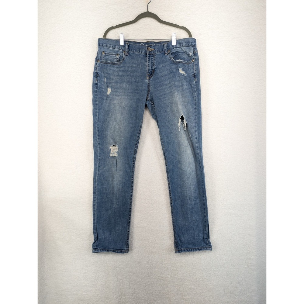 Aeropostale Kylie Boyfriend Women's Distressed Stretch Denim Blue Jeans 12 Reg